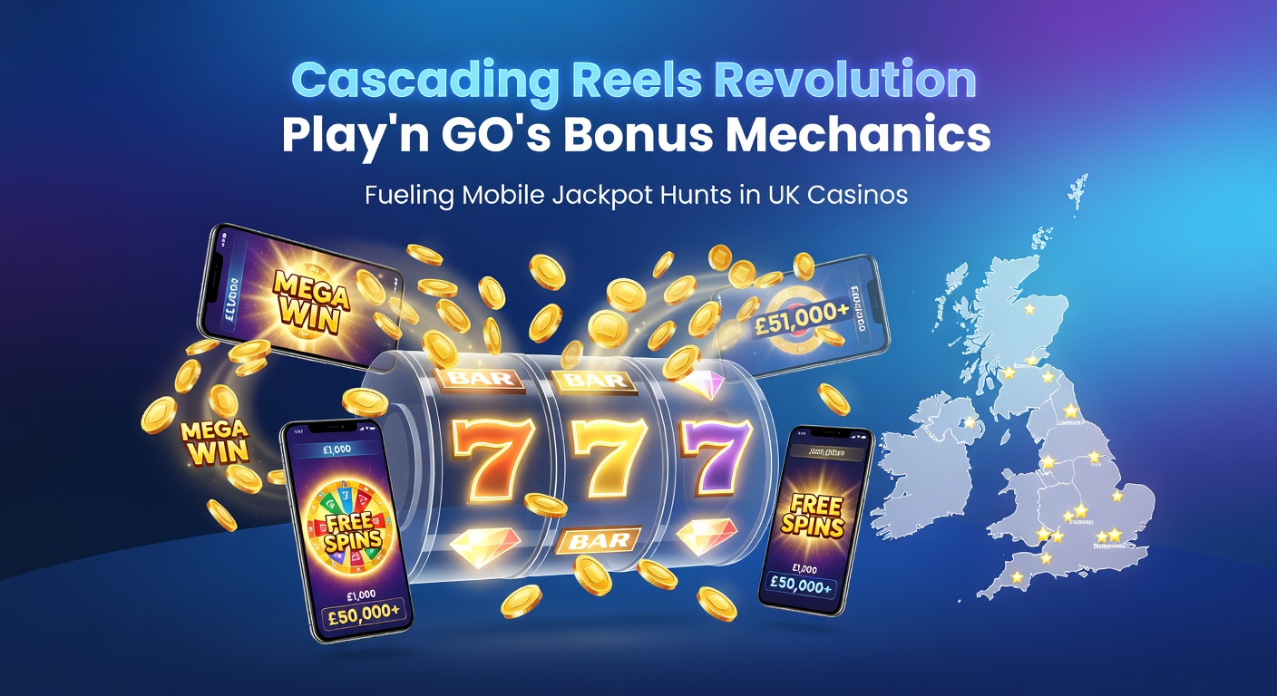 Vibrant cascading reels from a Play'n GO slot game exploding with winning symbols and multiplier boosts on a mobile screen