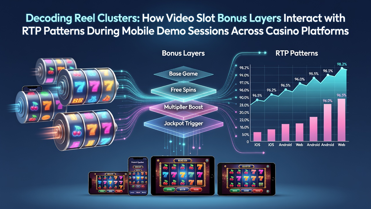 Mobile demo interface showing reel clusters and bonus layer activation in a video slot session