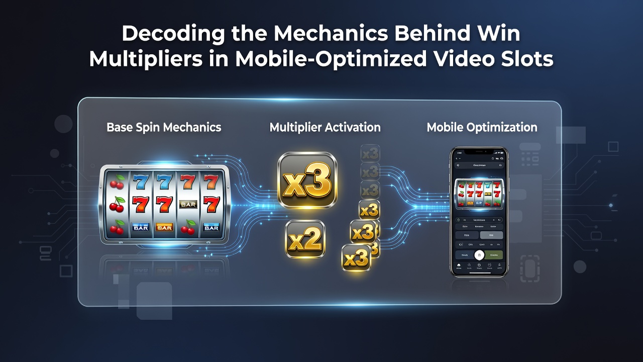 Illustration showing win multipliers activating during mobile slot gameplay with reel highlights