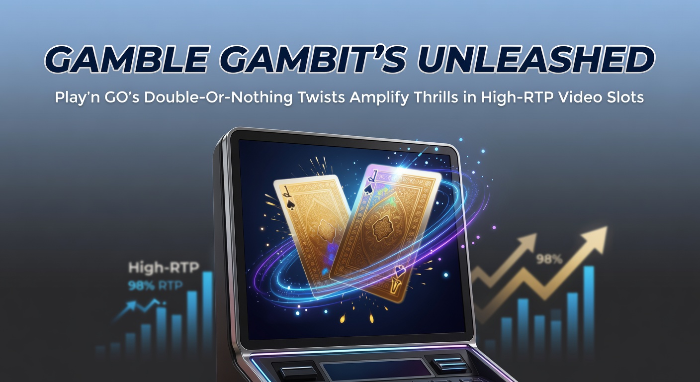 Vibrant screenshot of a Play'n GO slot gamble feature screen showing card guess options and potential multipliers