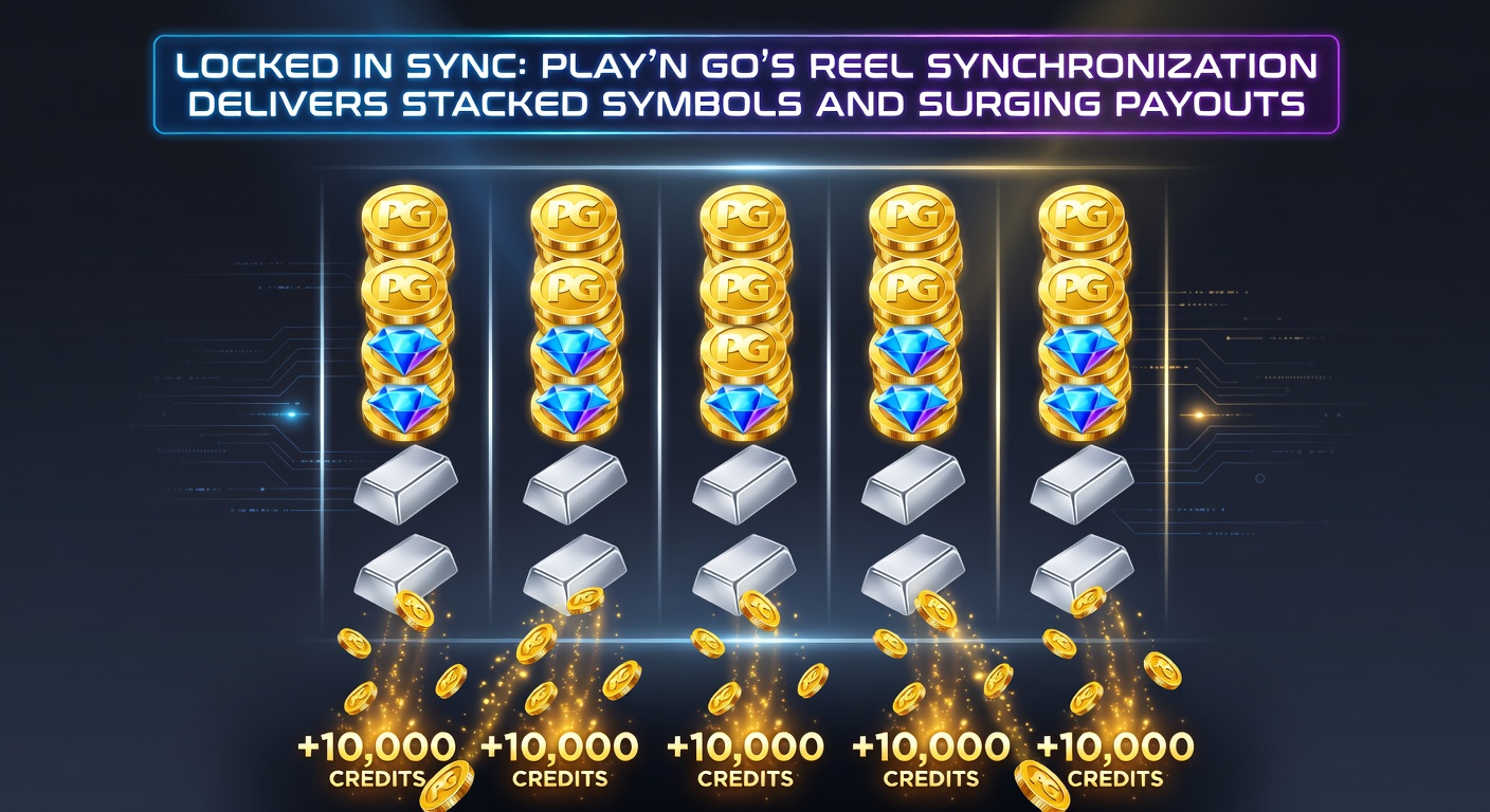 Play'n GO slot reels synchronizing with stacked high-value symbols lighting up the screen for a massive win