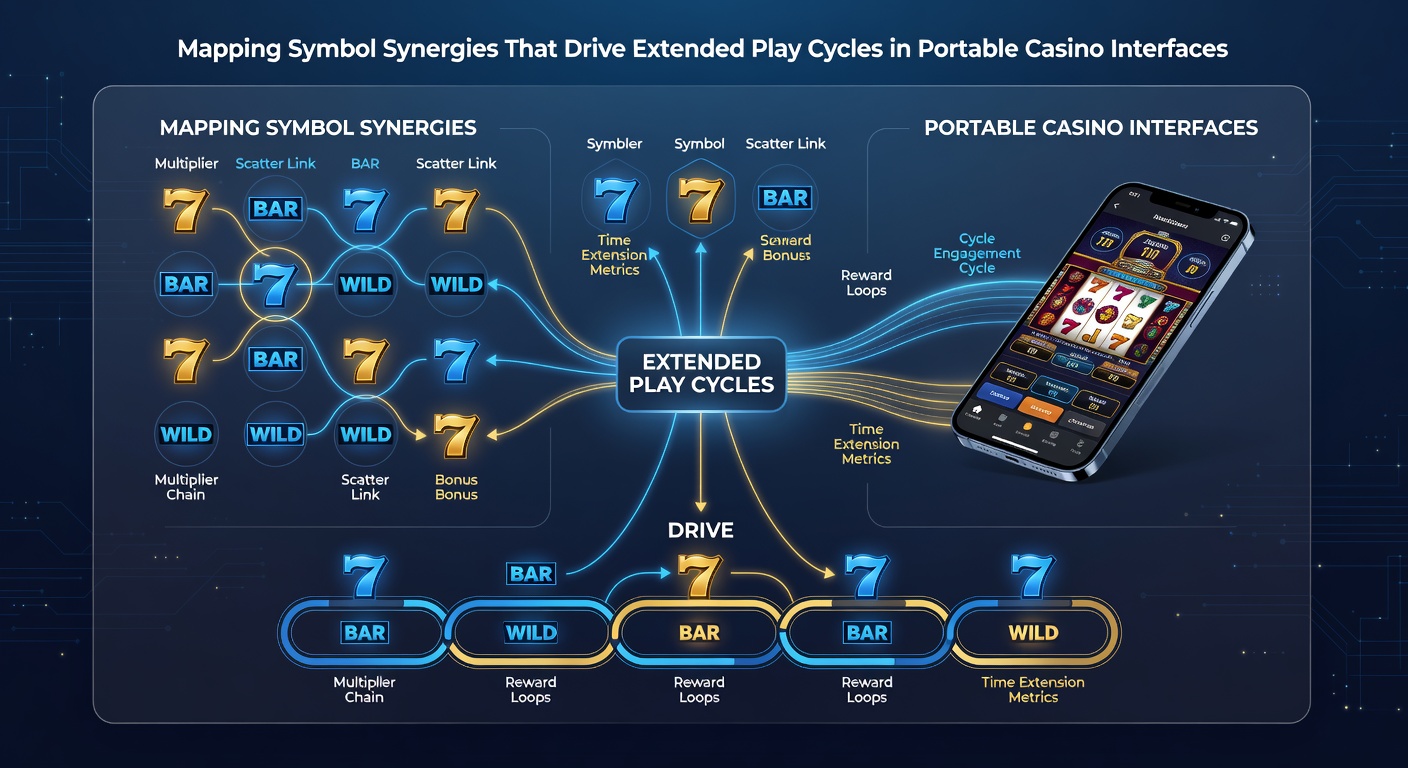 Visualization of extended play cycles driven by symbol synergies on mobile devices