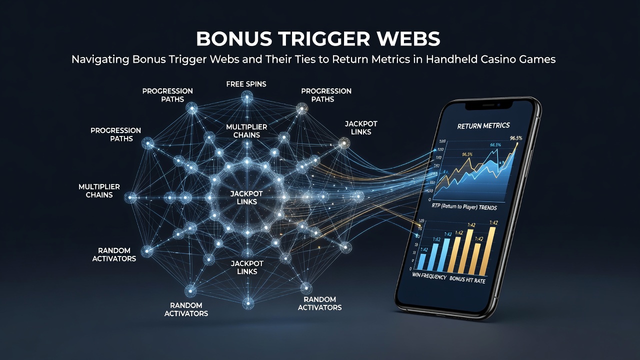 Illustration of interconnected bonus trigger systems in mobile slot interfaces showing reel mechanics and activation paths