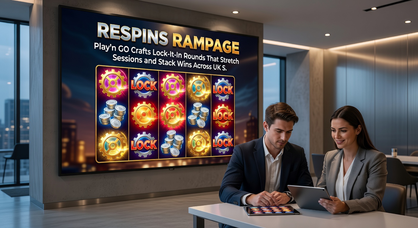 Dynamic Play'n GO respin sequence showing multiple symbols locked in place, stacking wins across a vibrant slot grid during an extended UK site session