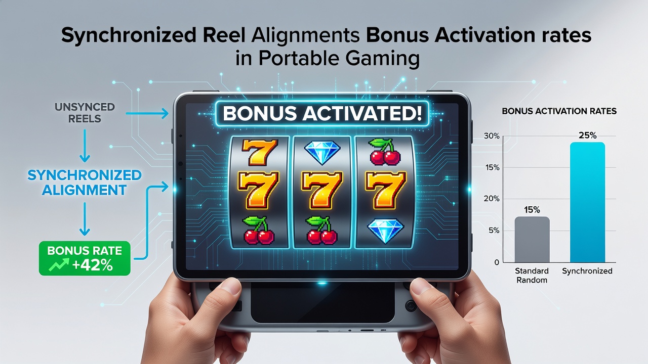 Illustration of synchronized reel alignments in a mobile slot game interface showing aligned symbols triggering bonus features
