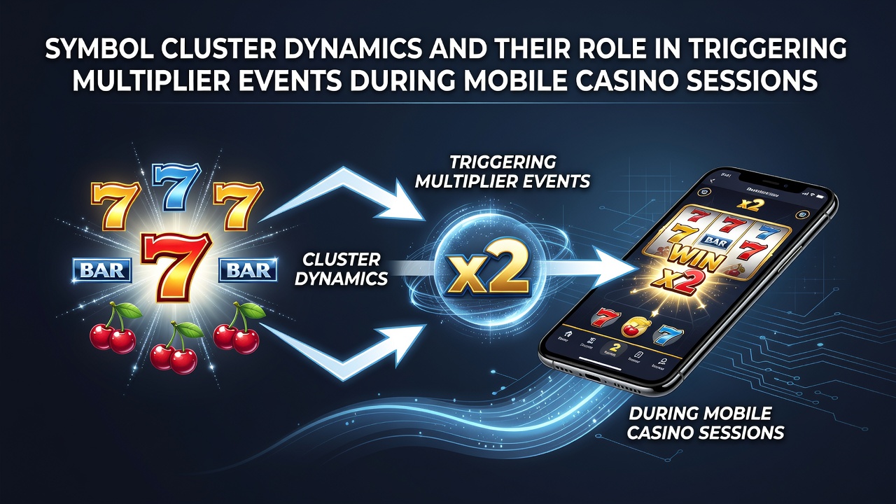 Mobile screen displaying symbol clusters forming during a slot session with multiplier indicators highlighted